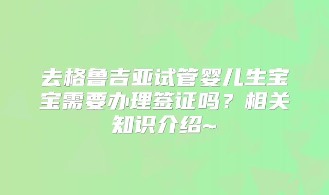 去格鲁吉亚试管婴儿生宝宝需要办理签证吗？相关知识介绍~