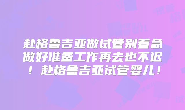 赴格鲁吉亚做试管别着急做好准备工作再去也不迟!赴格鲁吉亚试管婴儿!