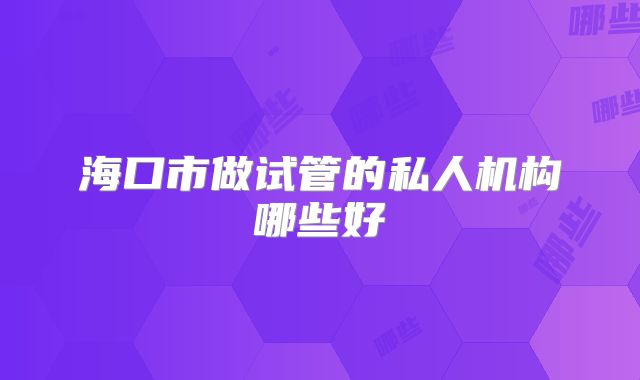 海口市做试管的私人机构哪些好
