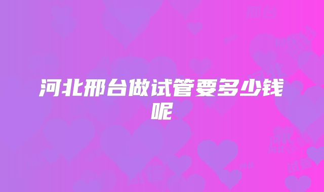 河北邢台做试管要多少钱呢