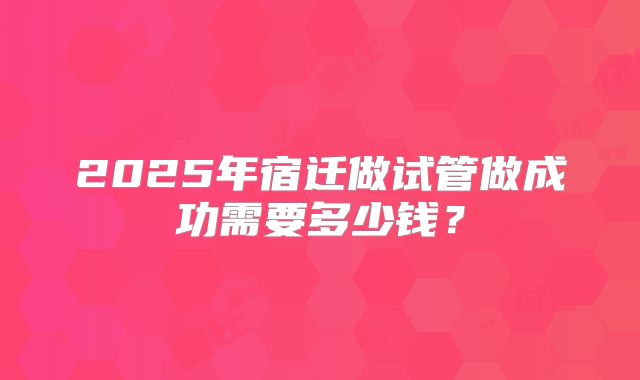 2025年宿迁做试管做成功需要多少钱？