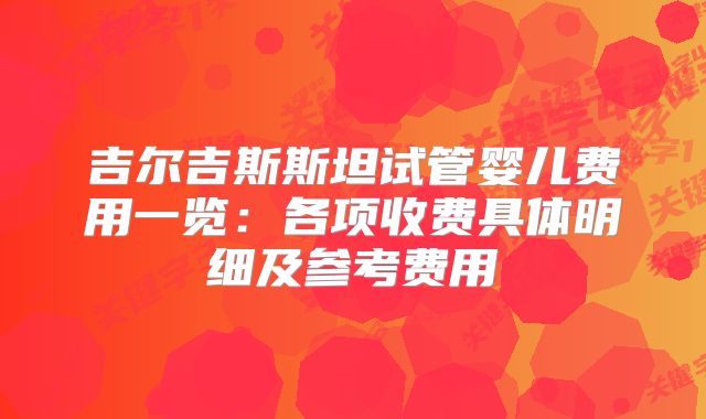 吉尔吉斯斯坦试管婴儿费用一览：各项收费具体明细及参考费用