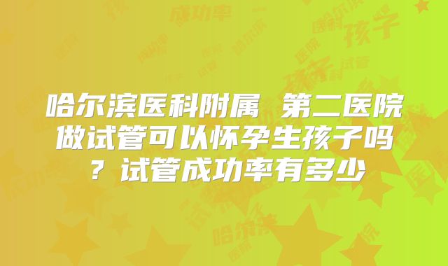哈尔滨医科附属 第二医院做试管可以怀孕生孩子吗?试管成功率有多少