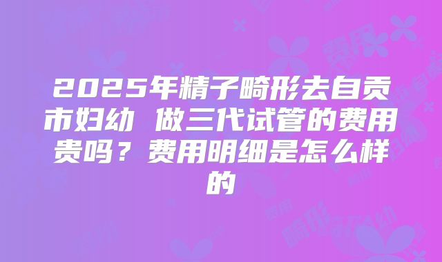 2025年精子畸形去自贡市妇幼 做三代试管的费用贵吗？费用明细是怎么样的