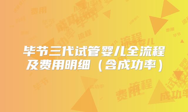 毕节三代试管婴儿全流程及费用明细（含成功率）