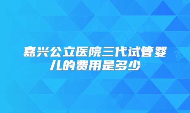 嘉兴公立医院三代试管婴儿的费用是多少