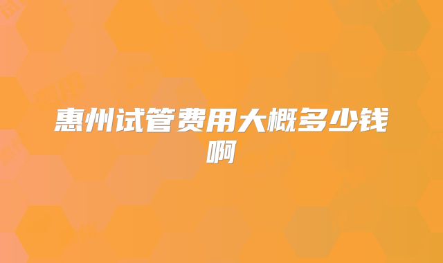 惠州试管费用大概多少钱啊
