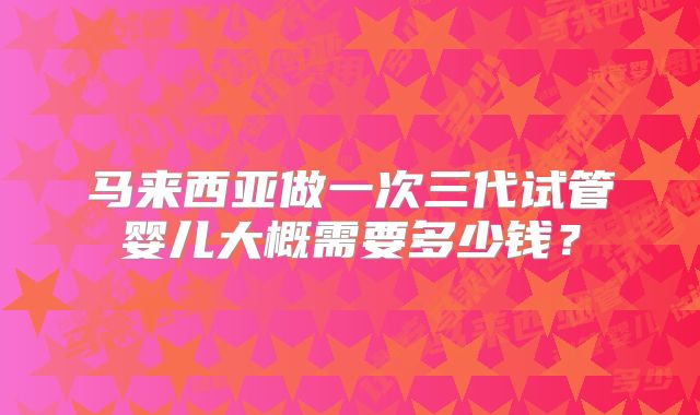 马来西亚做一次三代试管婴儿大概需要多少钱？