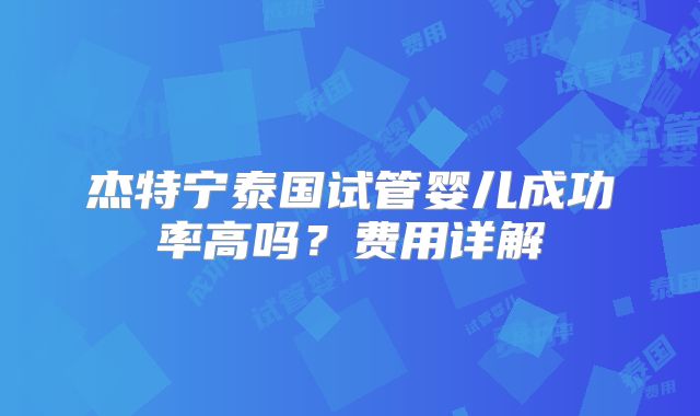 杰特宁泰国试管婴儿成功率高吗？费用详解