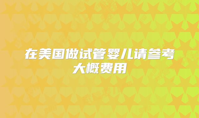 在美国做试管婴儿请参考大概费用