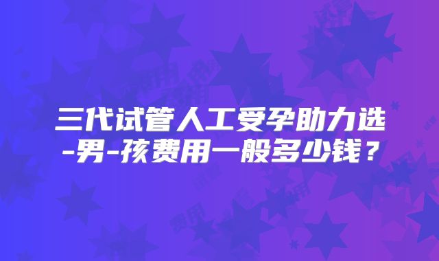 三代试管人工受孕助力选-男-孩费用一般多少钱?