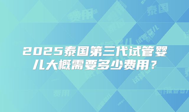 2025泰国第三代试管婴儿大概需要多少费用?