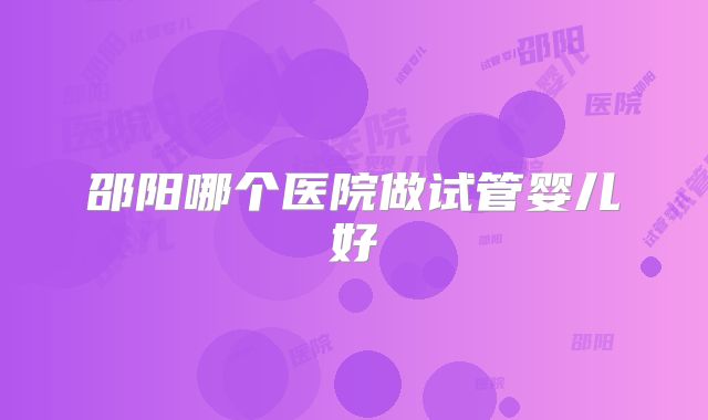 邵阳哪个医院做试管婴儿好