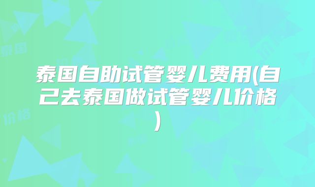 泰国自助试管婴儿费用(自己去泰国做试管婴儿价格)