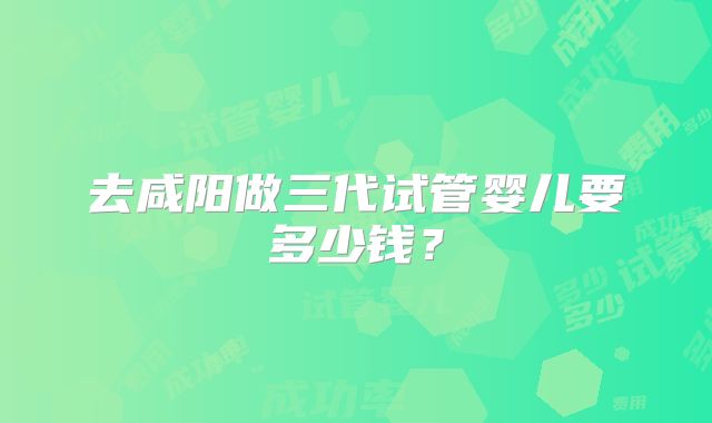 去咸阳做三代试管婴儿要多少钱？