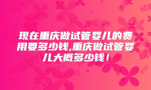 现在重庆做试管婴儿的费用要多少钱,重庆做试管婴儿大概多少钱！