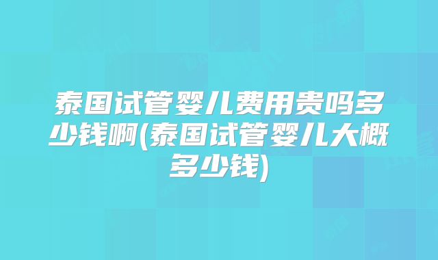 泰国试管婴儿费用贵吗多少钱啊(泰国试管婴儿大概多少钱)