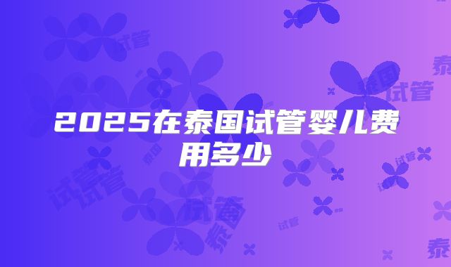 2025在泰国试管婴儿费用多少