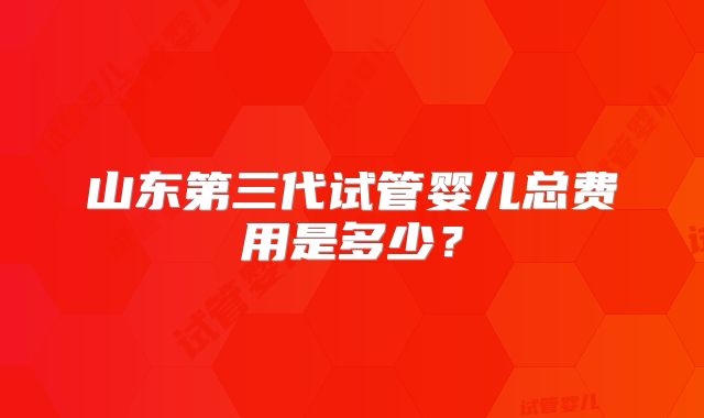 山东第三代试管婴儿总费用是多少？