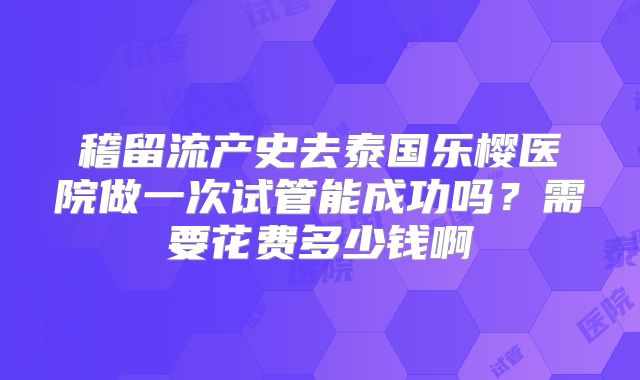 稽留流产史去泰国乐樱医院做一次试管能成功吗？需要花费多少钱啊