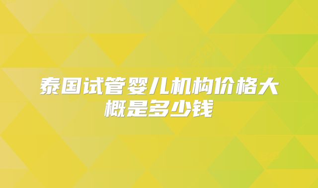 泰国试管婴儿机构价格大概是多少钱