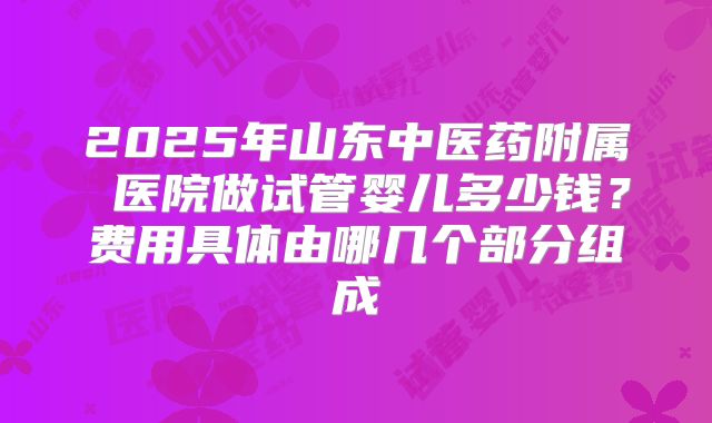 2025年山东中医药附属 医院做试管婴儿多少钱?费用具体由哪几个部分组成