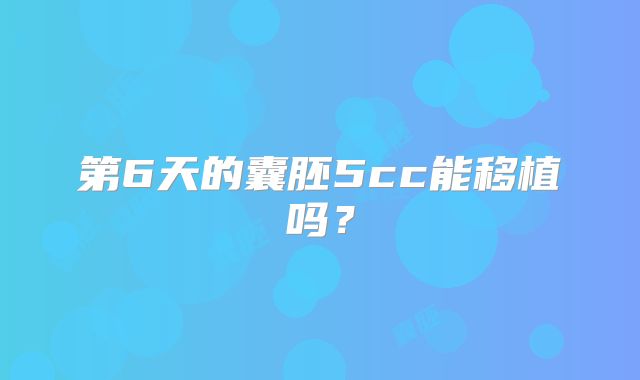 第6天的囊胚5cc能移植吗？