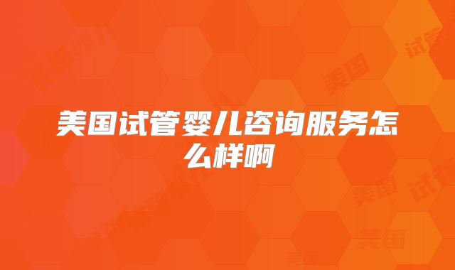 美国试管婴儿咨询服务怎么样啊