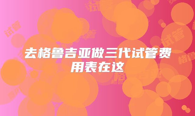 去格鲁吉亚做三代试管费用表在这