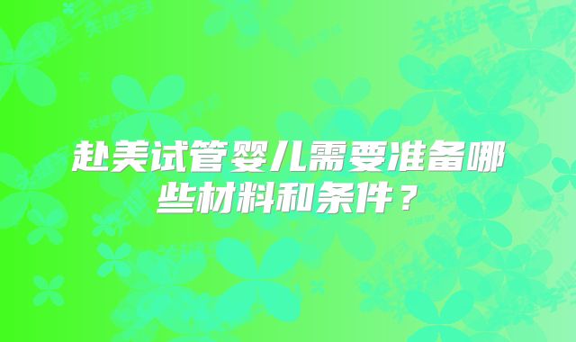 赴美试管婴儿需要准备哪些材料和条件？