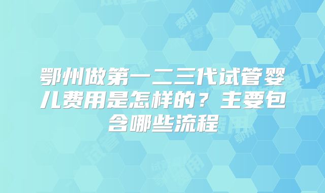 鄂州做第一二三代试管婴儿费用是怎样的？主要包含哪些流程