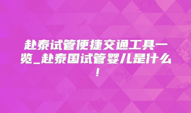 赴泰试管便捷交通工具一览_赴泰国试管婴儿是什么!
