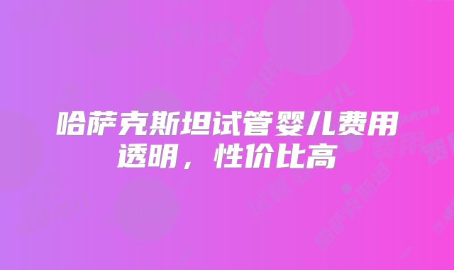 哈萨克斯坦试管婴儿费用透明,性价比高