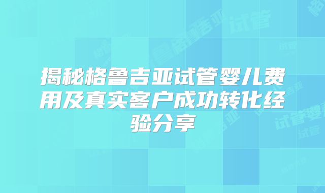 揭秘格鲁吉亚试管婴儿费用及真实客户成功转化经验分享