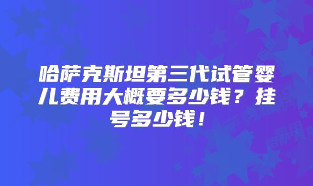 哈萨克斯坦第三代试管婴儿费用大概要多少钱?挂号多少钱!