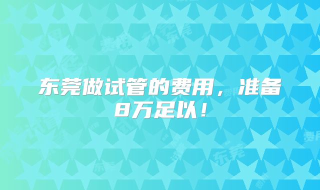 东莞做试管的费用，准备8万足以！