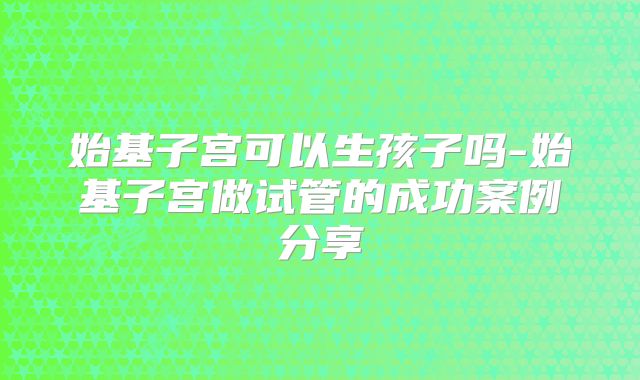 始基子宫可以生孩子吗-始基子宫做试管的成功案例分享