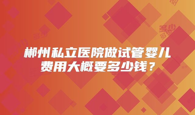 郴州私立医院做试管婴儿费用大概要多少钱?