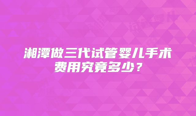 湘潭做三代试管婴儿手术费用究竟多少？