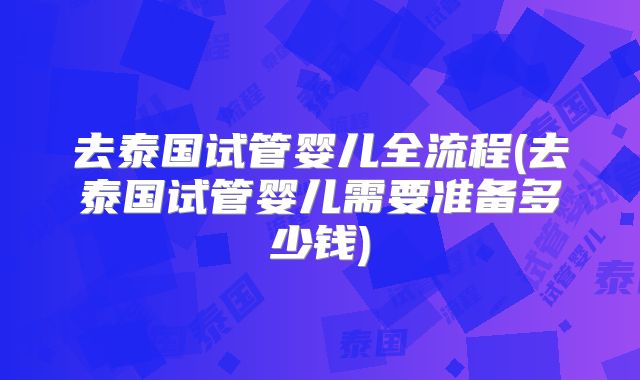 去泰国试管婴儿全流程(去泰国试管婴儿需要准备多少钱)
