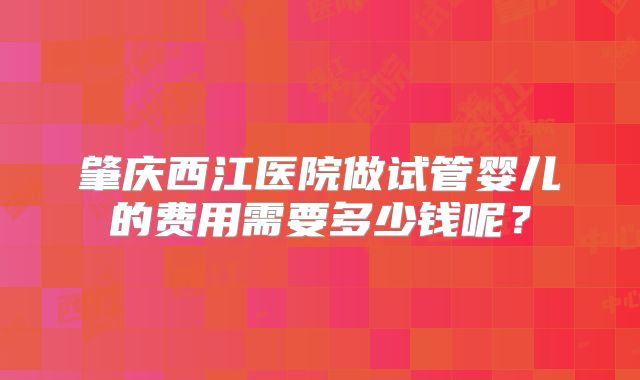 肇庆西江医院做试管婴儿的费用需要多少钱呢?