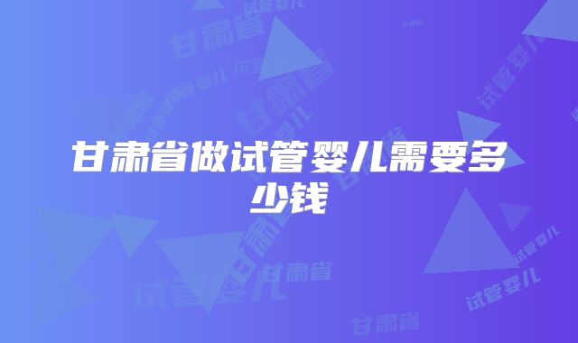 甘肃省做试管婴儿需要多少钱