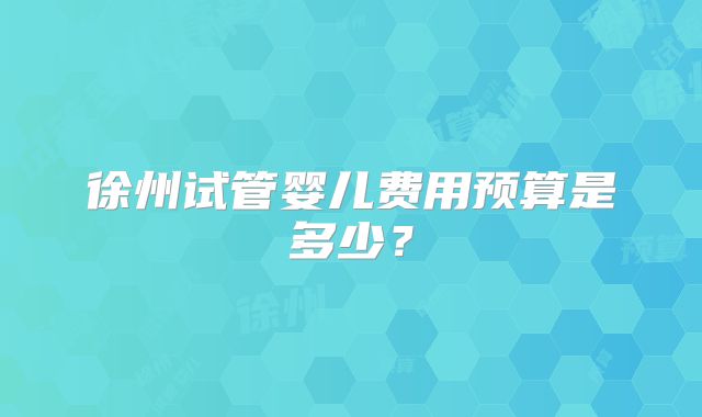 徐州试管婴儿费用预算是多少？