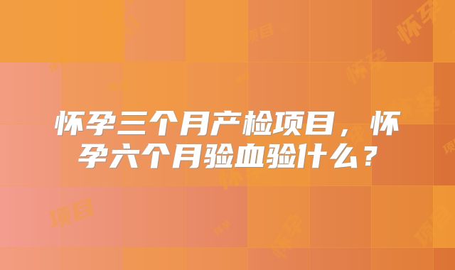 怀孕三个月产检项目,怀孕六个月验血验什么?