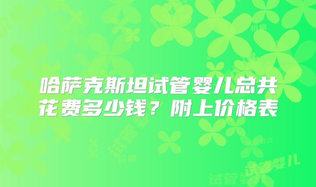 哈萨克斯坦试管婴儿总共花费多少钱?附上价格表