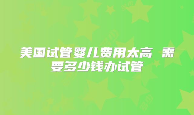 美国试管婴儿费用太高 需要多少钱办试管