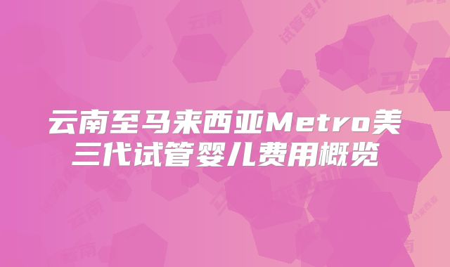 云南至马来西亚Metro美三代试管婴儿费用概览