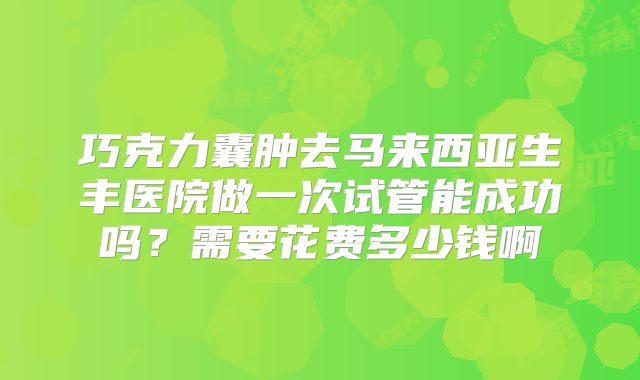 巧克力囊肿去马来西亚生丰医院做一次试管能成功吗?需要花费多少钱啊