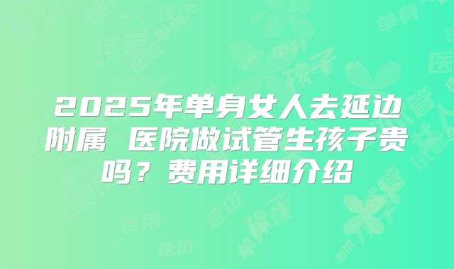 2025年单身女人去延边附属 医院做试管生孩子贵吗？费用详细介绍