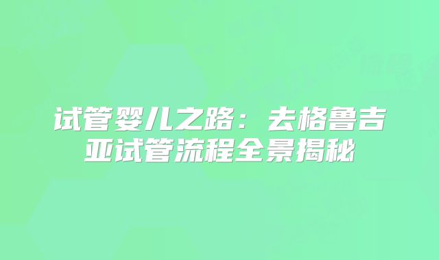 试管婴儿之路:去格鲁吉亚试管流程全景揭秘